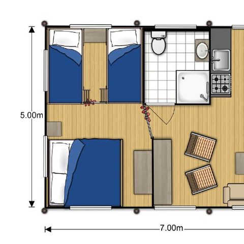 TENTE TOILE ET BOIS 5 personnes - Bois